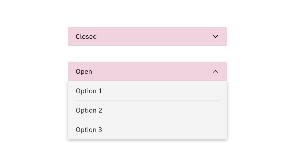 Dropdown closed and open state click targets.